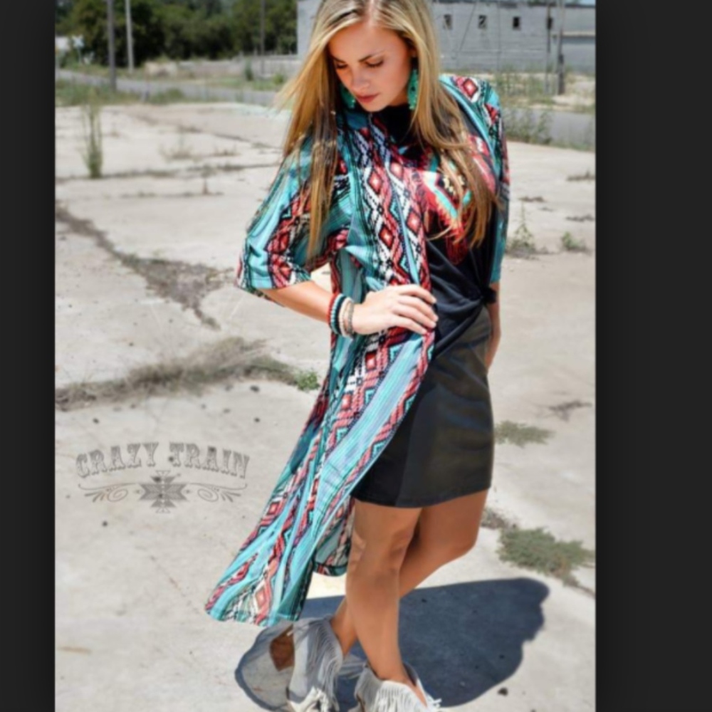 SOLD Crazy Train one size Southwestern duster OS - Picture 2 of 4